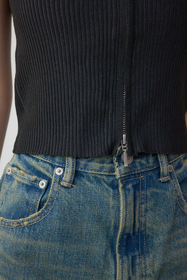 Wジップショートスリーブ配色リブプルオーバー 詳細画像