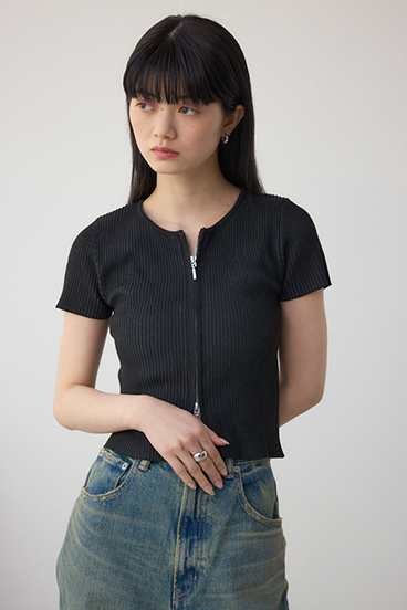 Wジップショートスリーブ配色リブプルオーバー 詳細画像