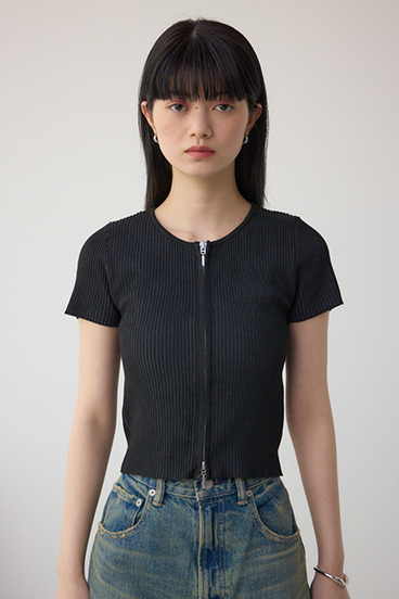 Wジップショートスリーブ配色リブプルオーバー 詳細画像