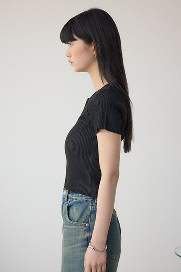 Wジップショートスリーブ配色リブプルオーバー 詳細画像