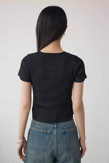 Wジップショートスリーブ配色リブプルオーバー 詳細画像