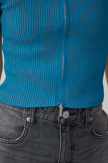 Wジップショートスリーブ配色リブプルオーバー 詳細画像