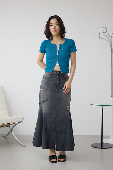 Wジップショートスリーブ配色リブプルオーバー 詳細画像