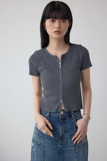 Wジップショートスリーブ配色リブプルオーバー 詳細画像