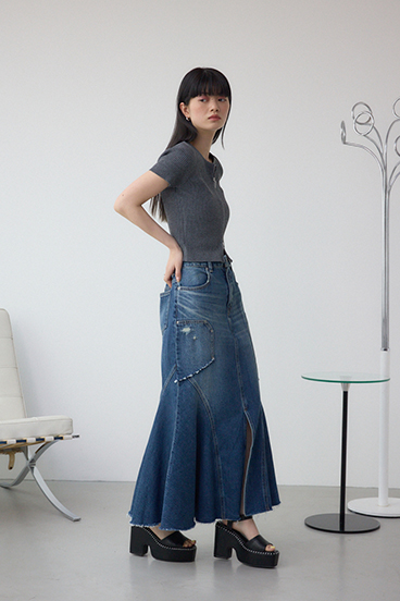 Wジップショートスリーブ配色リブプルオーバー 詳細画像