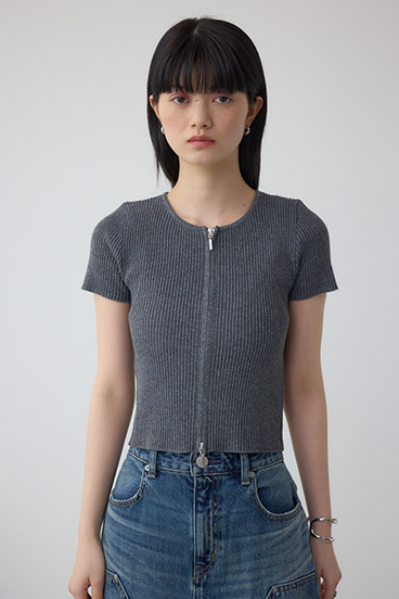 Wジップショートスリーブ配色リブプルオーバー 詳細画像