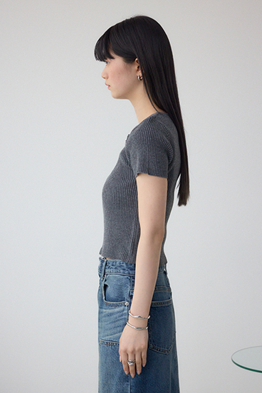 Wジップショートスリーブ配色リブプルオーバー 詳細画像