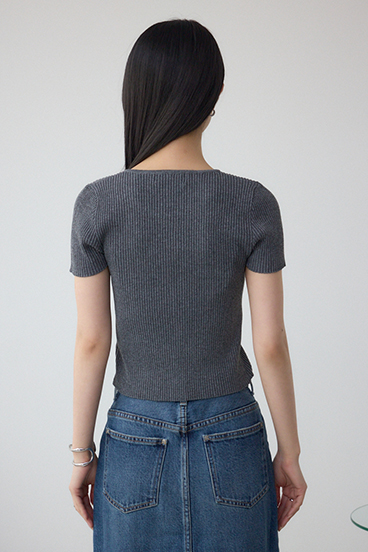 Wジップショートスリーブ配色リブプルオーバー 詳細画像