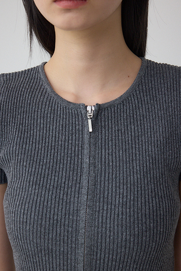 Wジップショートスリーブ配色リブプルオーバー 詳細画像