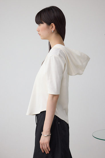 ヘンリーネックフーディーリブトップス 詳細画像