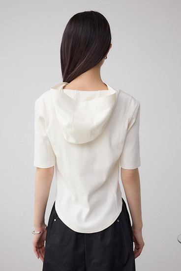 ヘンリーネックフーディーリブトップス 詳細画像