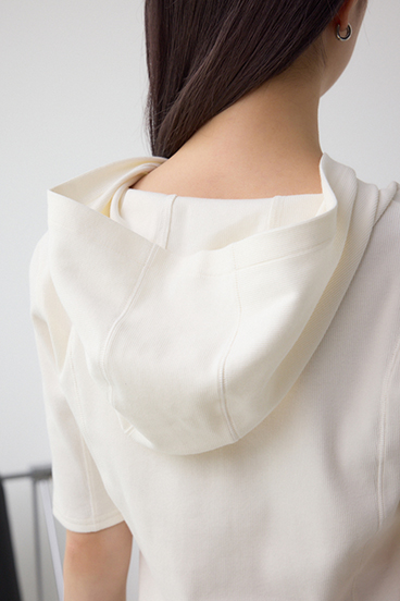 ヘンリーネックフーディーリブトップス 詳細画像