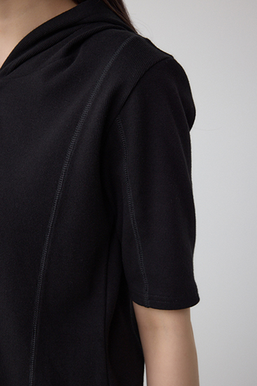 ヘンリーネックフーディーリブトップス 詳細画像