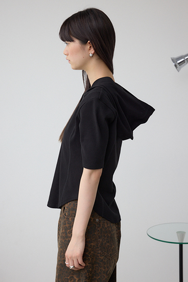 ヘンリーネックフーディーリブトップス 詳細画像