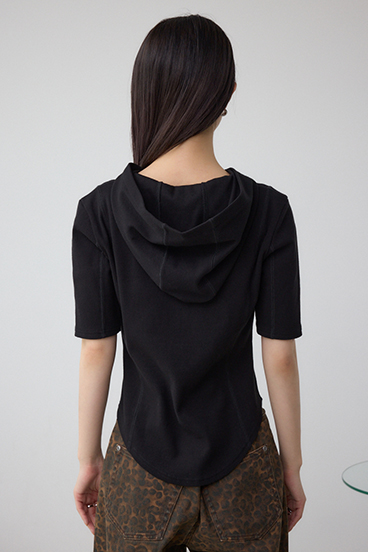 ヘンリーネックフーディーリブトップス 詳細画像