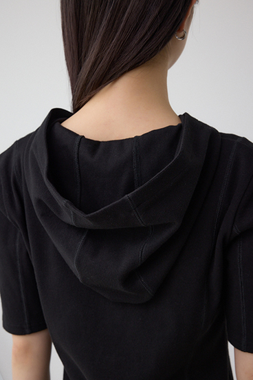 ヘンリーネックフーディーリブトップス 詳細画像