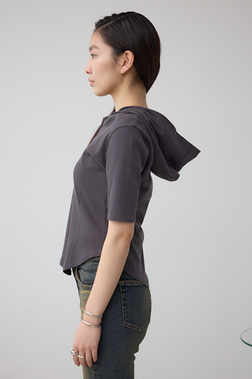 ヘンリーネックフーディーリブトップス 詳細画像