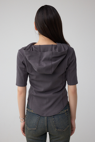 ヘンリーネックフーディーリブトップス 詳細画像