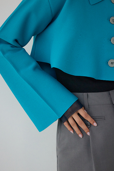 【PLUS】フレアニットカーディガン 詳細画像