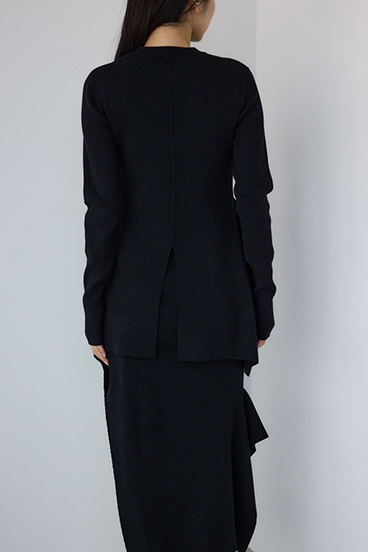 【PLUS】アシンメトリーレイヤードニットワンピース 詳細画像