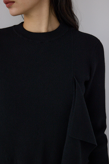 【PLUS】アシンメトリーレイヤードニットワンピース 詳細画像