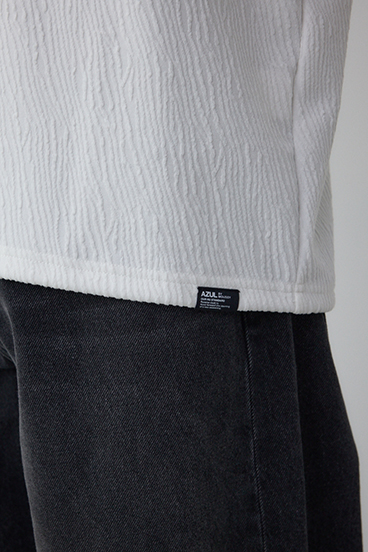 楊柳ジャガードクルーネックTシャツ 詳細画像