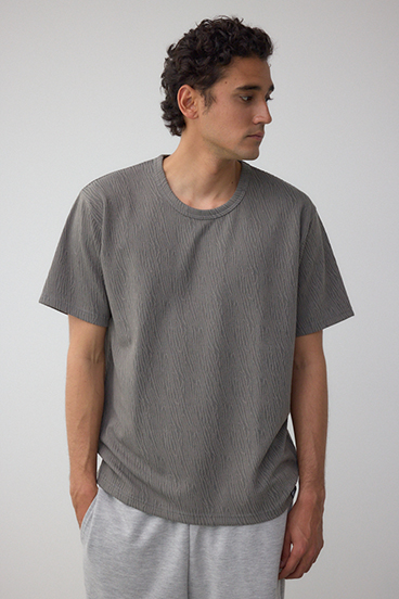 楊柳ジャガードクルーネックTシャツ 詳細画像