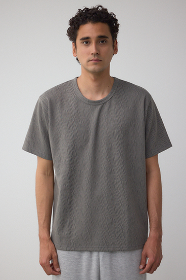 楊柳ジャガードクルーネックTシャツ 詳細画像