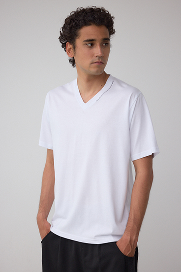 AZコットン VネックロゴTシャツ 詳細画像