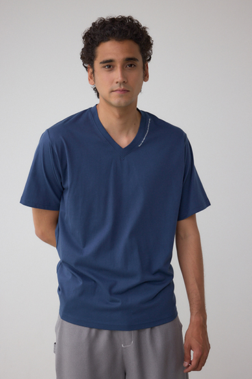 AZコットン VネックロゴTシャツ 詳細画像