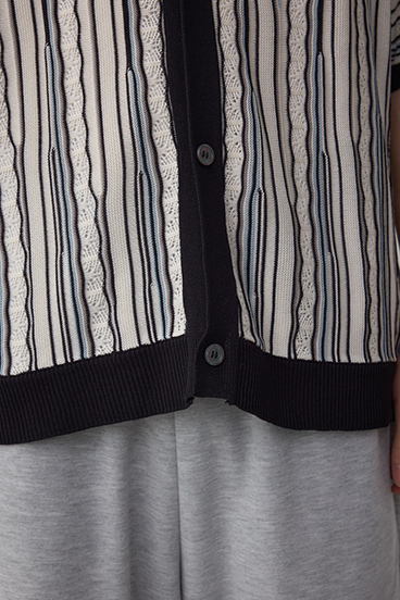 ポロ襟クージーニットトップス 詳細画像