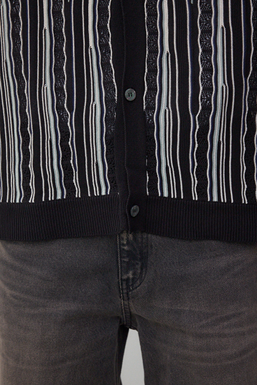 ポロ襟クージーニットトップス 詳細画像