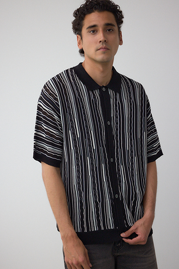 ポロ襟クージーニットトップス 詳細画像