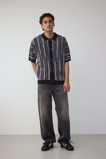 ポロ襟クージーニットトップス 詳細画像