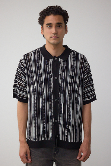 ポロ襟クージーニットトップス 詳細画像