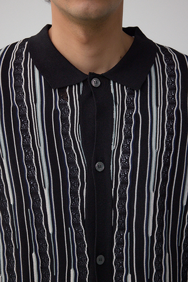 ポロ襟クージーニットトップス 詳細画像