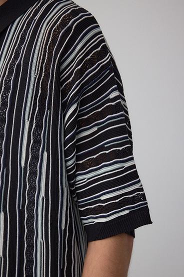 ポロ襟クージーニットトップス 詳細画像