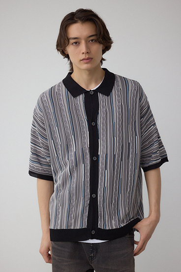 ポロ襟クージーニットトップス 詳細画像