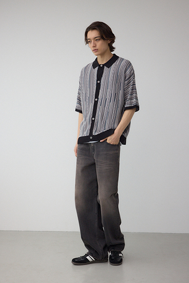 ポロ襟クージーニットトップス 詳細画像