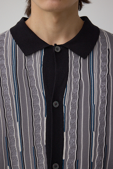 ポロ襟クージーニットトップス 詳細画像