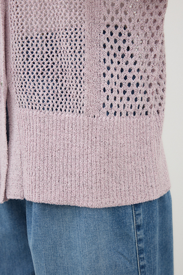 【crie conforto】プレッツェルパターンメッシュカーディガン 詳細画像