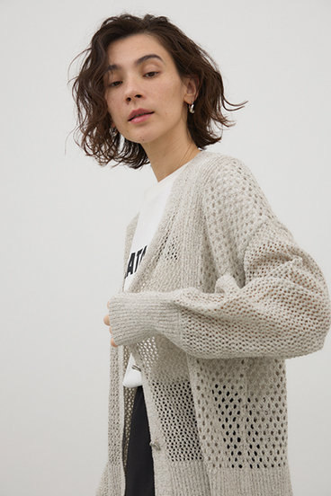 【crie conforto】プレッツェルパターンメッシュカーディガン 詳細画像