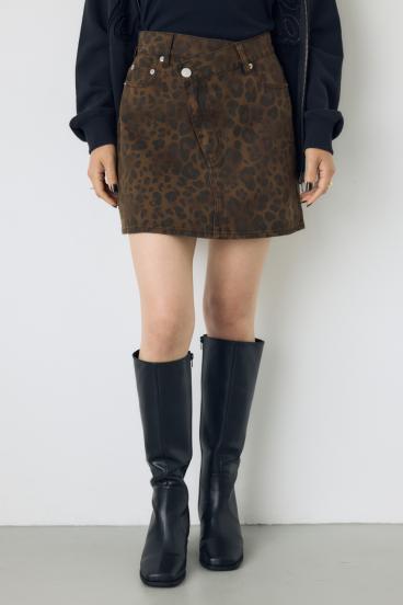AZUL DENIM レオパードクロスミニスカート