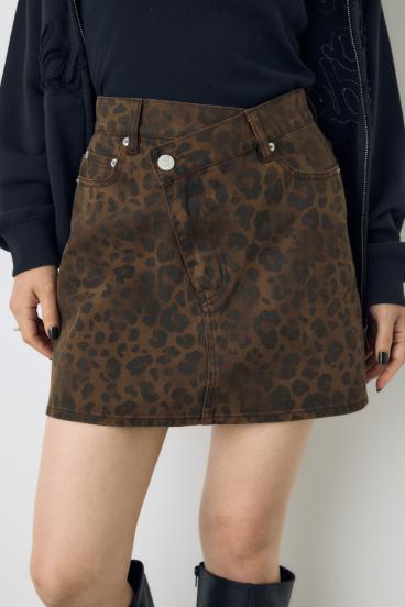 AZUL DENIM レオパードクロスミニスカート 詳細画像