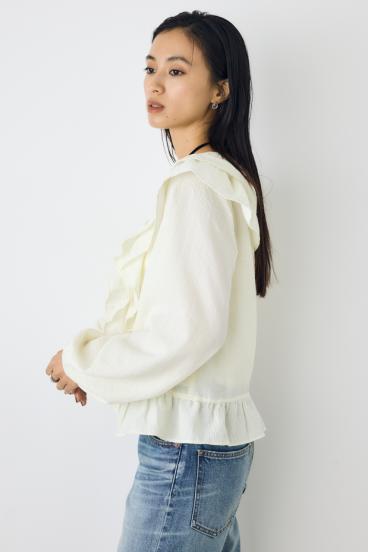 フロントホックラッフルブラウス 詳細画像