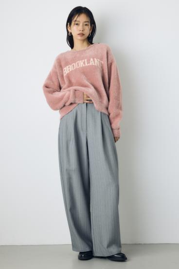 ストライプワンタックバレルワイドパンツ 詳細画像