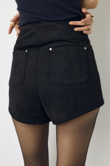 フェイクスエードハイウエストボタンショートパンツ 詳細画像