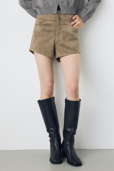 フェイクスエードハイウエストボタンショートパンツ
