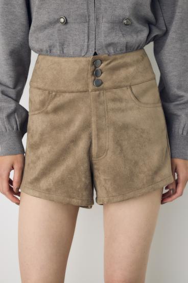 フェイクスエードハイウエストボタンショートパンツ 詳細画像
