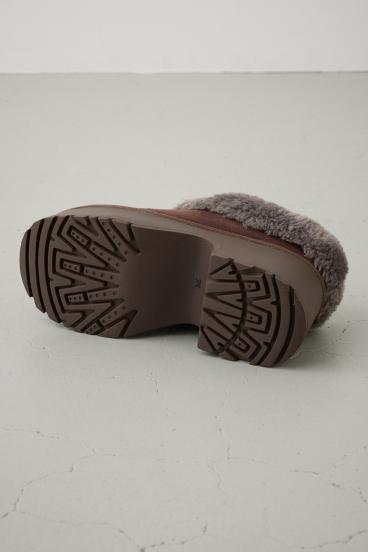 厚底ムートンヒールデザインスリッポン 詳細画像